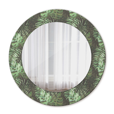 Miroir rond avec décoration Feuilles tropicales