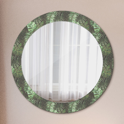 Miroir rond avec décoration Feuilles tropicales