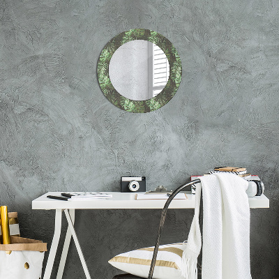 Miroir rond avec décoration Feuilles tropicales