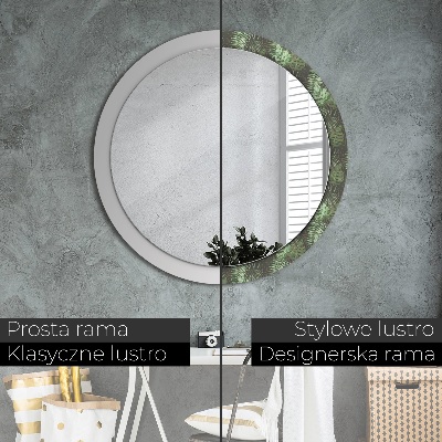 Miroir rond avec décoration Feuilles tropicales