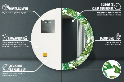 Miroir rond imprimé Feuilles de la jungle