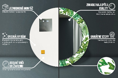 Miroir rond imprimé Feuilles de la jungle