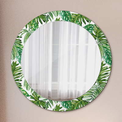 Miroir rond imprimé Feuilles de la jungle