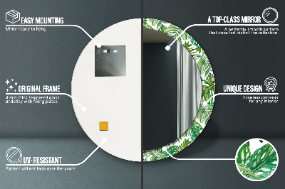 Miroir rond imprimé Feuilles de la jungle