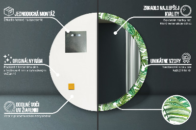 Miroir rond imprimé Feuilles de la jungle