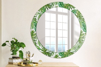 Miroir rond imprimé Feuilles de la jungle