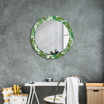 Miroir rond imprimé Feuilles de la jungle