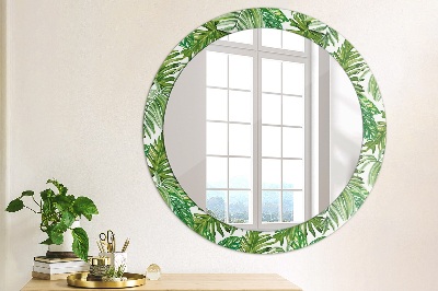 Miroir rond imprimé Feuilles de la jungle