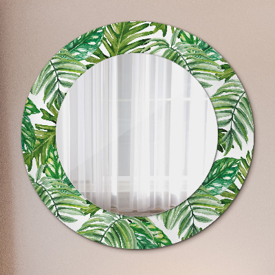 Miroir rond imprimé Feuilles de la jungle