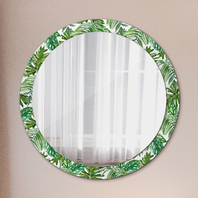 Miroir rond imprimé Feuilles de la jungle