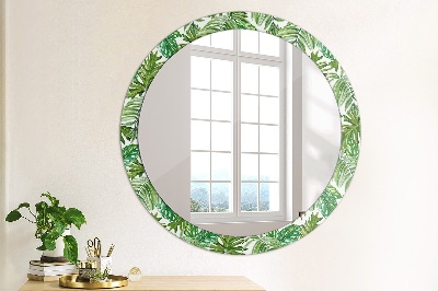 Miroir rond imprimé Feuilles de la jungle