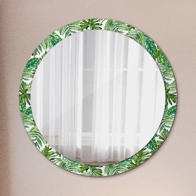 Miroir rond imprimé Feuilles de la jungle