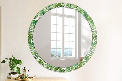 Miroir rond imprimé Feuilles de la jungle