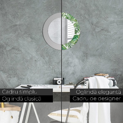 Miroir rond imprimé Feuilles de la jungle