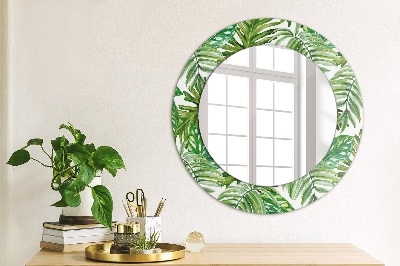 Miroir rond imprimé Feuilles de la jungle