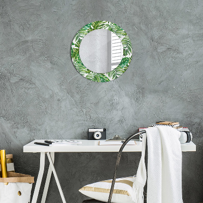 Miroir rond imprimé Feuilles de la jungle