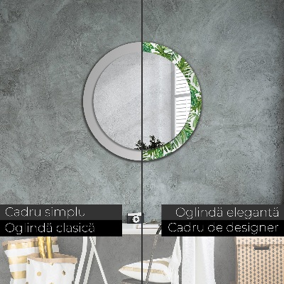 Miroir rond imprimé Feuilles de la jungle