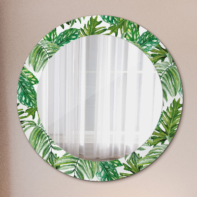 Miroir rond imprimé Feuilles de la jungle