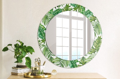 Miroir rond imprimé Feuilles de la jungle