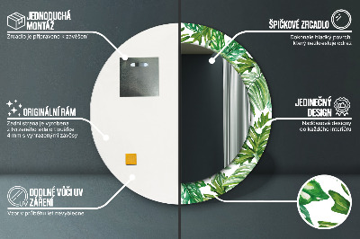 Miroir rond imprimé Feuilles de la jungle