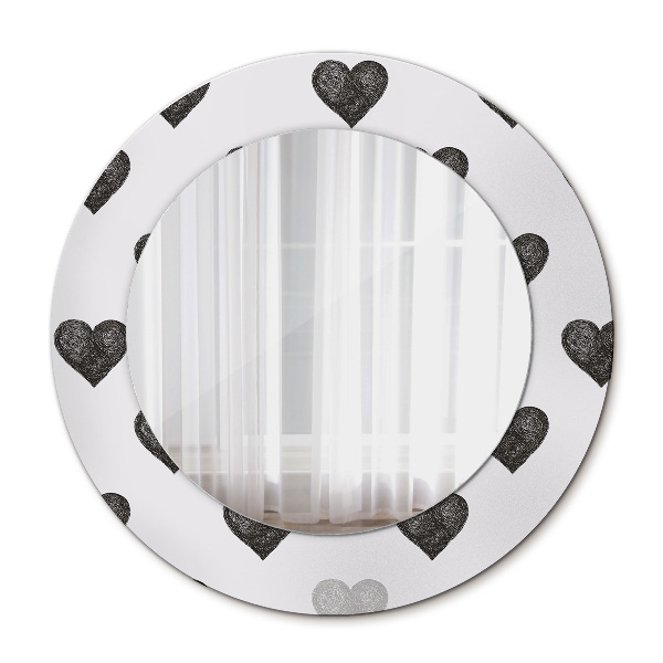 Miroir rond imprimé Coeurs abstraits