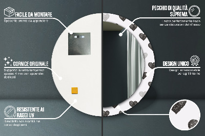 Miroir rond imprimé Coeurs abstraits