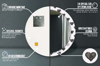 Miroir rond imprimé Coeurs abstraits