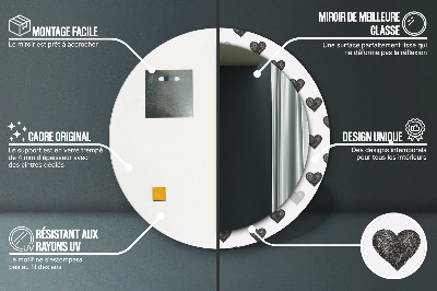 Miroir rond imprimé Coeurs abstraits