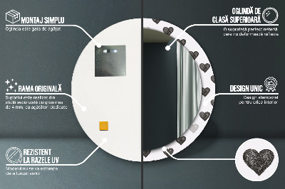 Miroir rond imprimé Coeurs abstraits