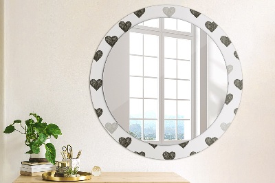 Miroir rond imprimé Coeurs abstraits