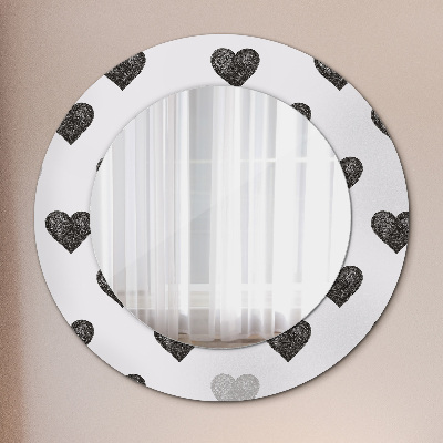Miroir rond imprimé Coeurs abstraits