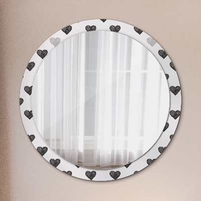 Miroir rond imprimé Coeurs abstraits
