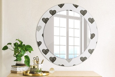 Miroir rond imprimé Coeurs abstraits