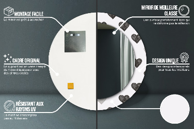 Miroir rond imprimé Coeurs abstraits