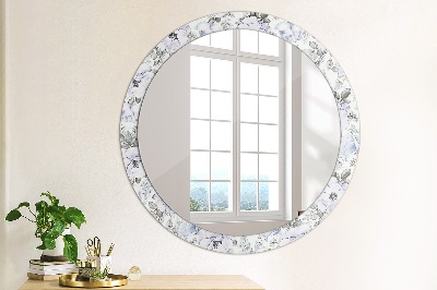 Miroir rond avec décoration Roses bleues