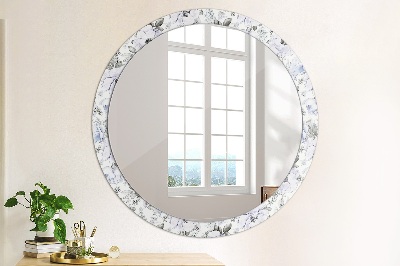 Miroir rond avec décoration Roses bleues