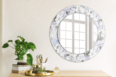 Miroir rond avec décoration Roses bleues