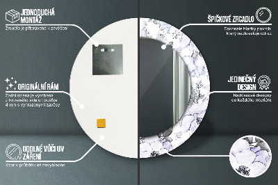 Miroir rond avec décoration Roses bleues