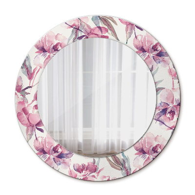Miroir rond imprimé Fleurs de pivoine