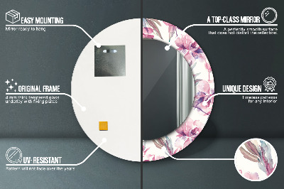 Miroir rond imprimé Fleurs de pivoine