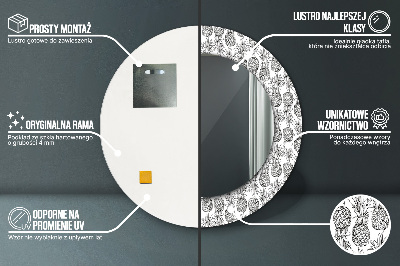 Miroir rond imprimé Ananas