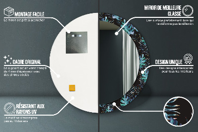 Miroir rond avec décoration Feuilles exotiques