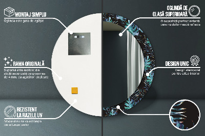 Miroir rond avec décoration Feuilles exotiques