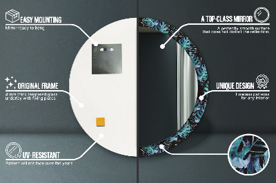 Miroir rond avec décoration Feuilles exotiques