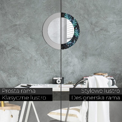 Miroir rond avec décoration Feuilles exotiques