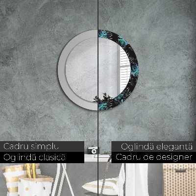 Miroir rond avec décoration Feuilles exotiques