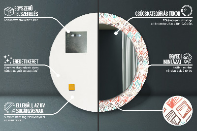 Miroir rond avec décoration Motif ethnique