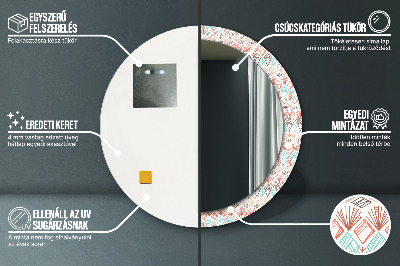 Miroir rond avec décoration Motif ethnique