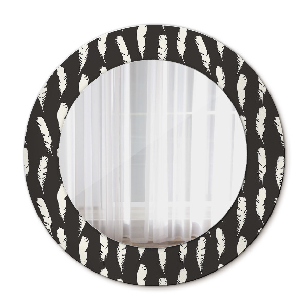 Miroir rond imprimé Plumes