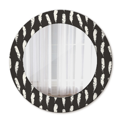 Miroir rond imprimé Plumes